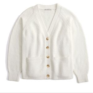 Abercrombie & Fitch Dad V-Neck Cardigan Sweater in Cream / White